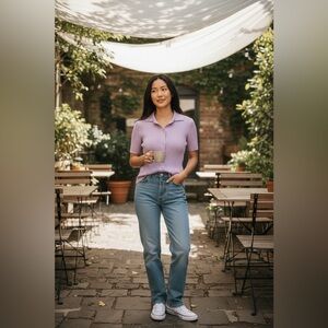 ASOS Lilac Ribbed Polo Cardigan Top